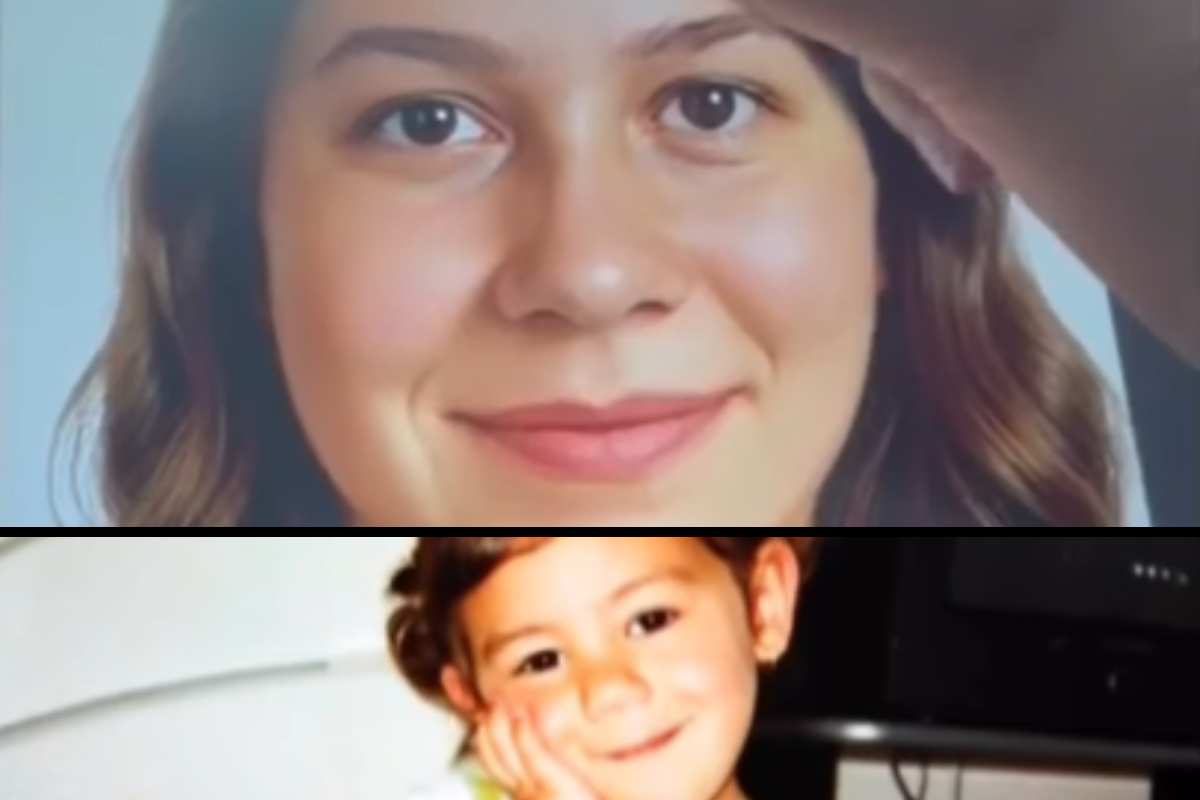L'identikit di Denise Pipitone oggi e in basso una foto della bambina