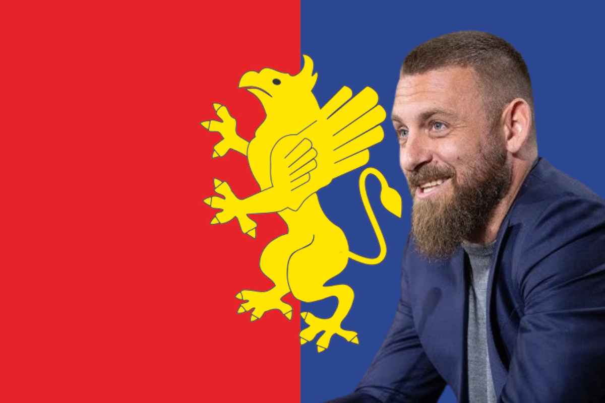 Daniele De Rossi davanti al logo del Genoa