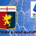porta di calcio loghi del genoa e della serie a e scritta ufficiale nuovo allenatore